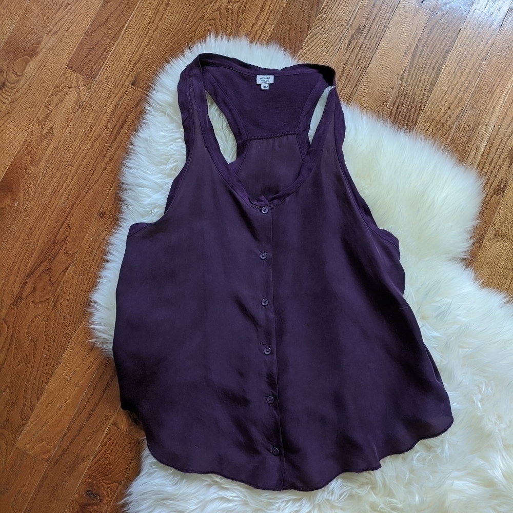 𝅺aritzia Wilfred silk button up tank blouse purple xxs xs